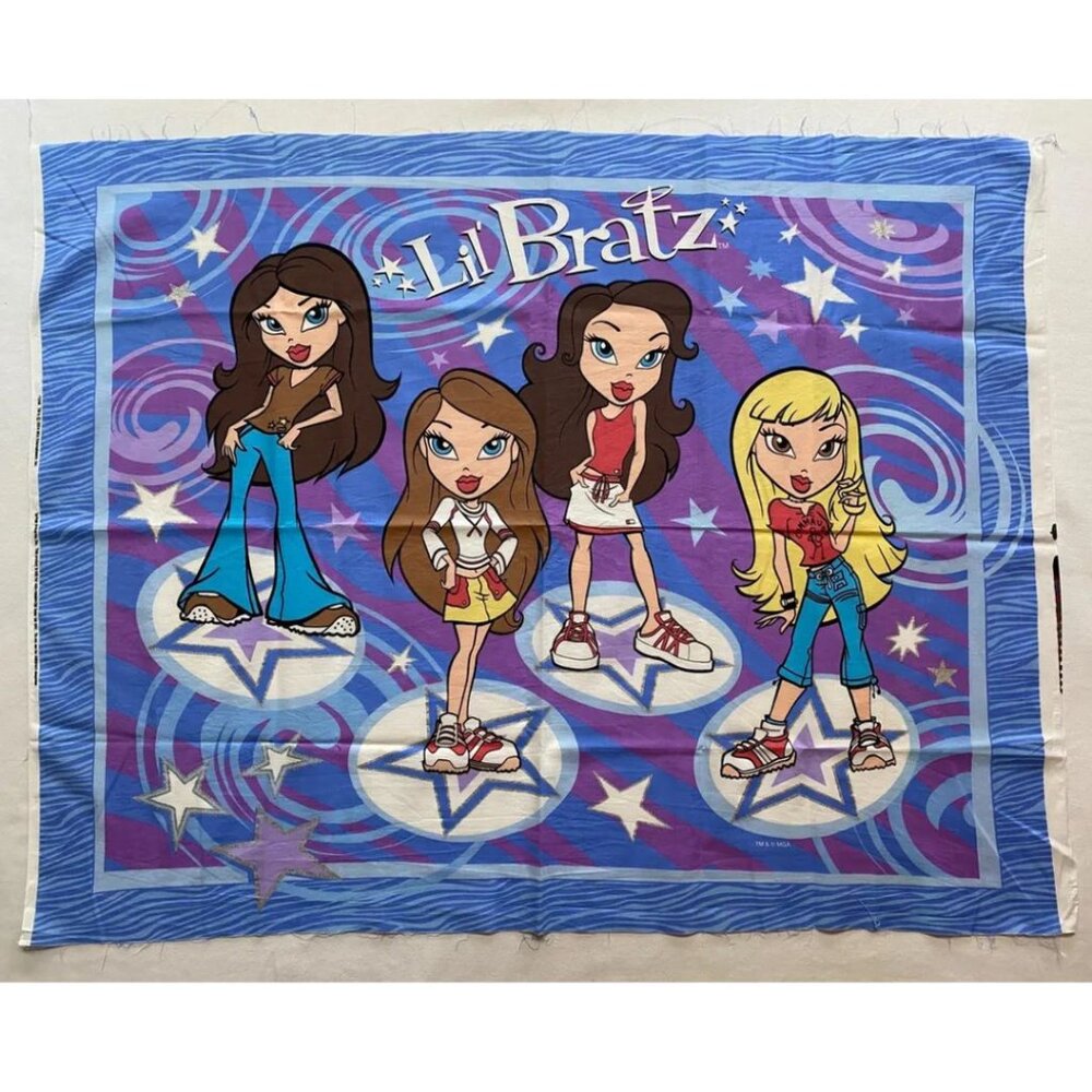 Lil Bratz Sewing Fabric Quilt Panel 2004 Vintage Retired Out of Print Purple